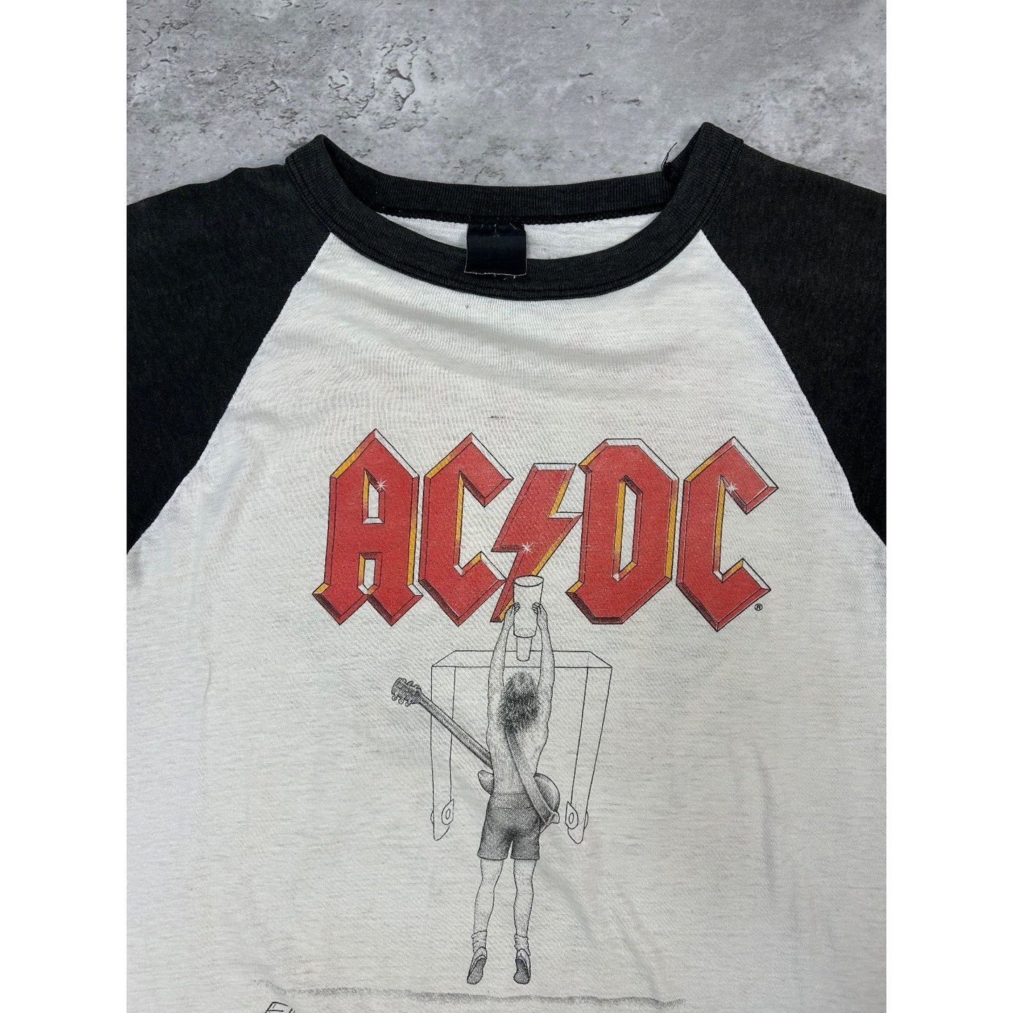 Vintage 1983 ACDC Flick Of The Switch Rock Music Raglan Band T-Shirt Size Small