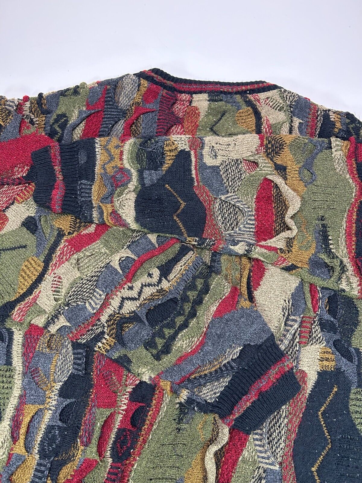 Vintage Protege COOGI Style 3D Knit Abstract Pattern Pullover Sweater Sz XL