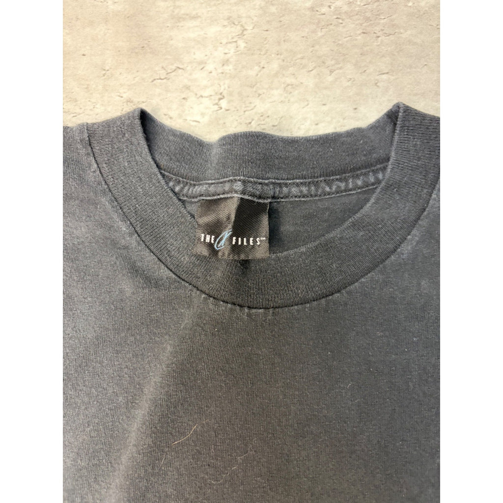Vintage 1998 The X Files Tv Show Promo Embroidered Spellout T-Shirt Size XL