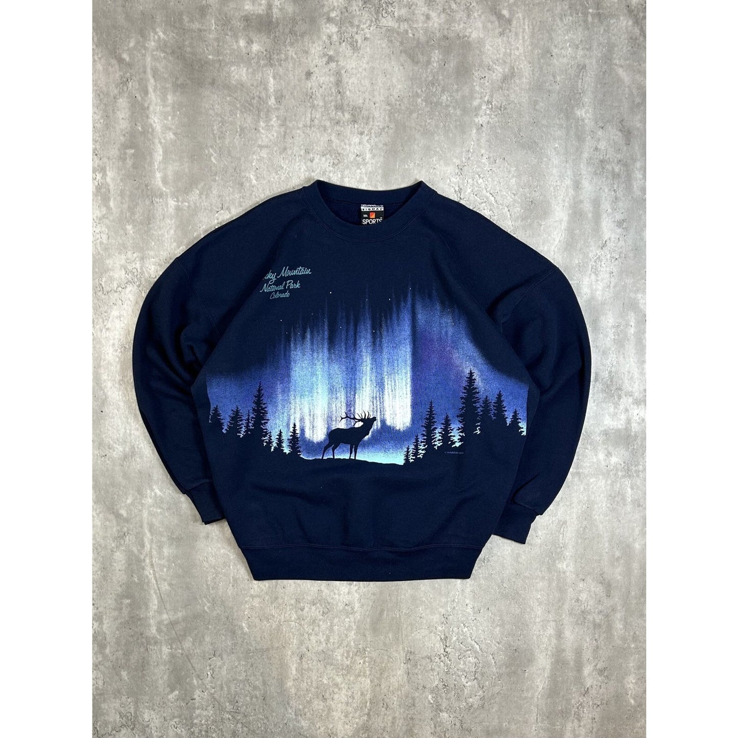 Vintage 90s Rocky Mountains Nature All Over Print Destination Sweatshirt Size XXL