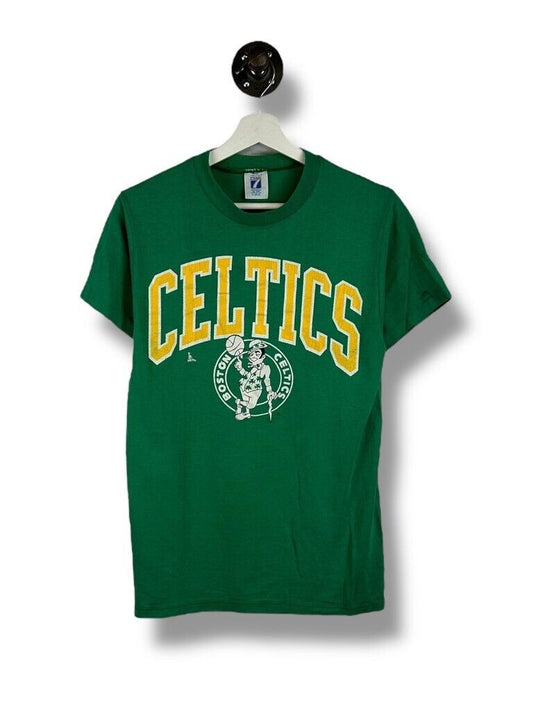 Vintage 80s Boston Celtics NBA Graphic Spellout Basketball T-Shirt Size Medium