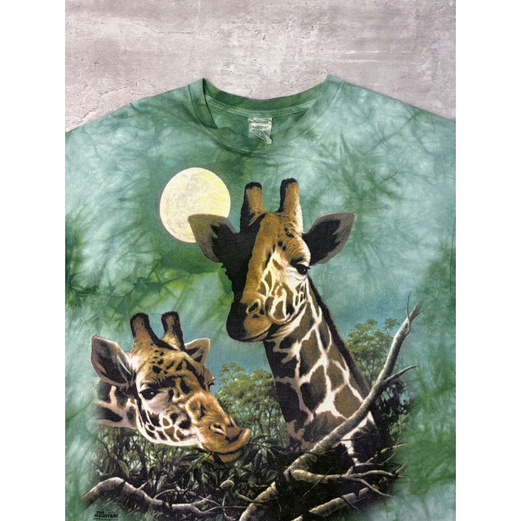 Vintage 1999 Giraffe Nature Graphic Tie Dye T-Shirt Size 2XL