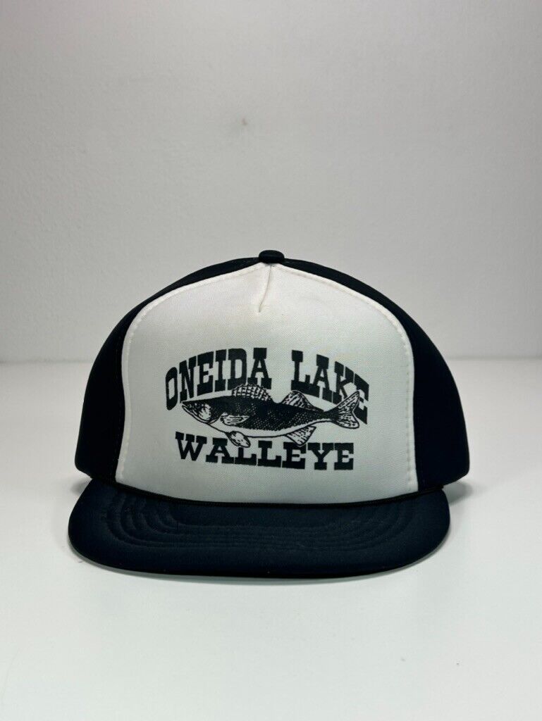 Vintage 80s/90s Oneida Lake Walleye FIsh Foam Snapback Hat OSFA