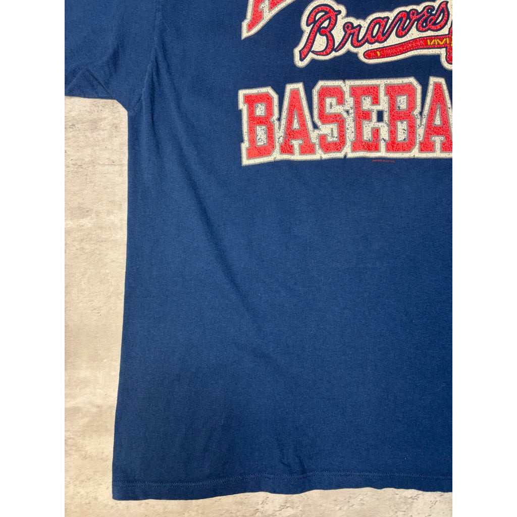 Vintage 1996 Atlanta Braves MLB Starter Spellout Baseball T-Shirt Size 2XL