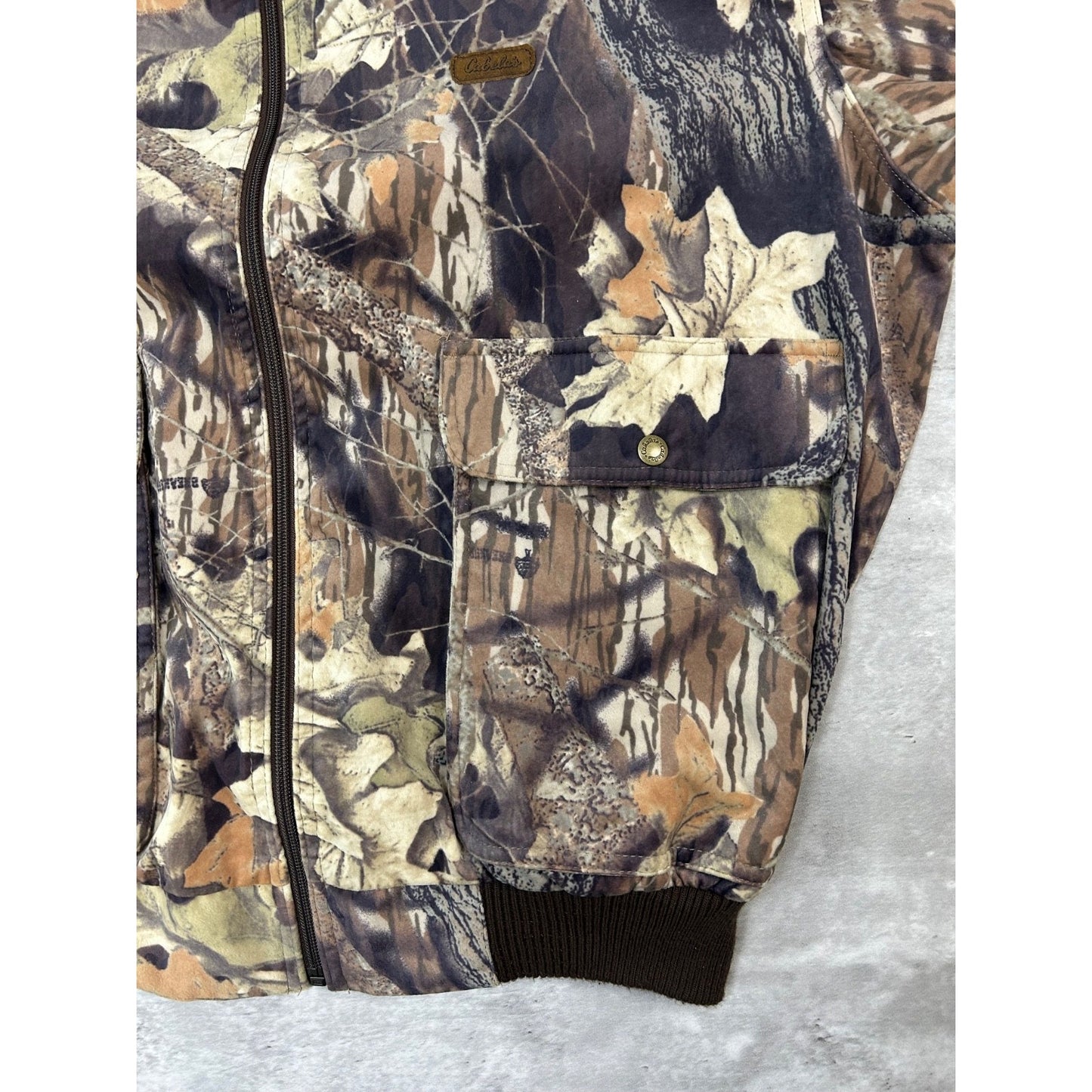 Vintage Cabelas Mossy Oak Break Up Full Zip Bomber Jacket Size 2XL