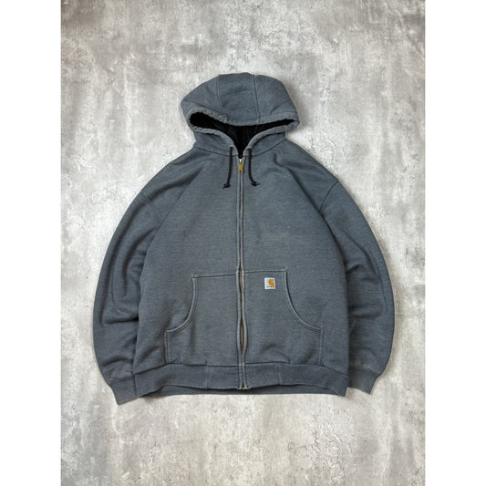 Vintage Carhartt Thermal Lined Full Zip Hooded Workwear Sweatshirt Size 2XL