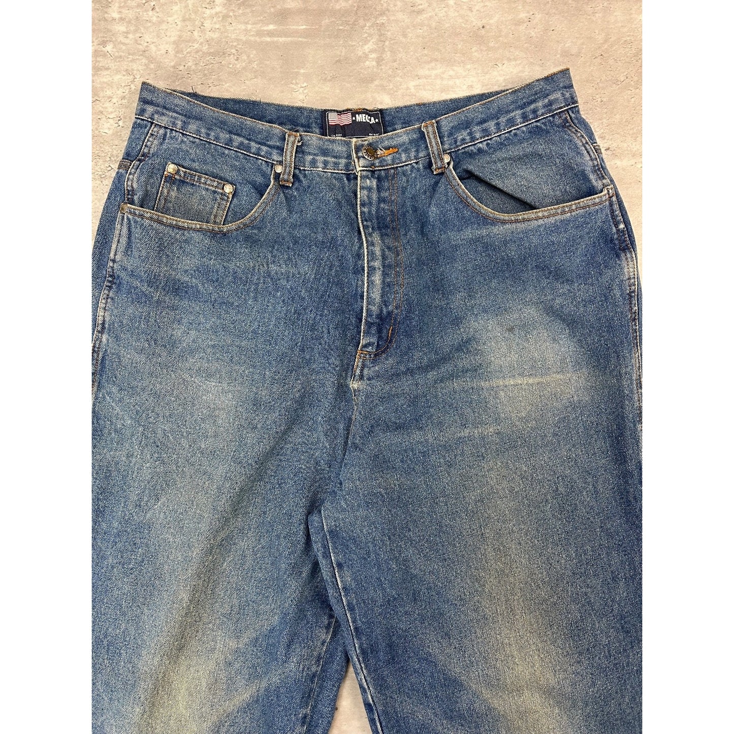 Vintage Y2K Mecca USA Baggy Fit Medium Wash Denim Carpenter Pants Size 34