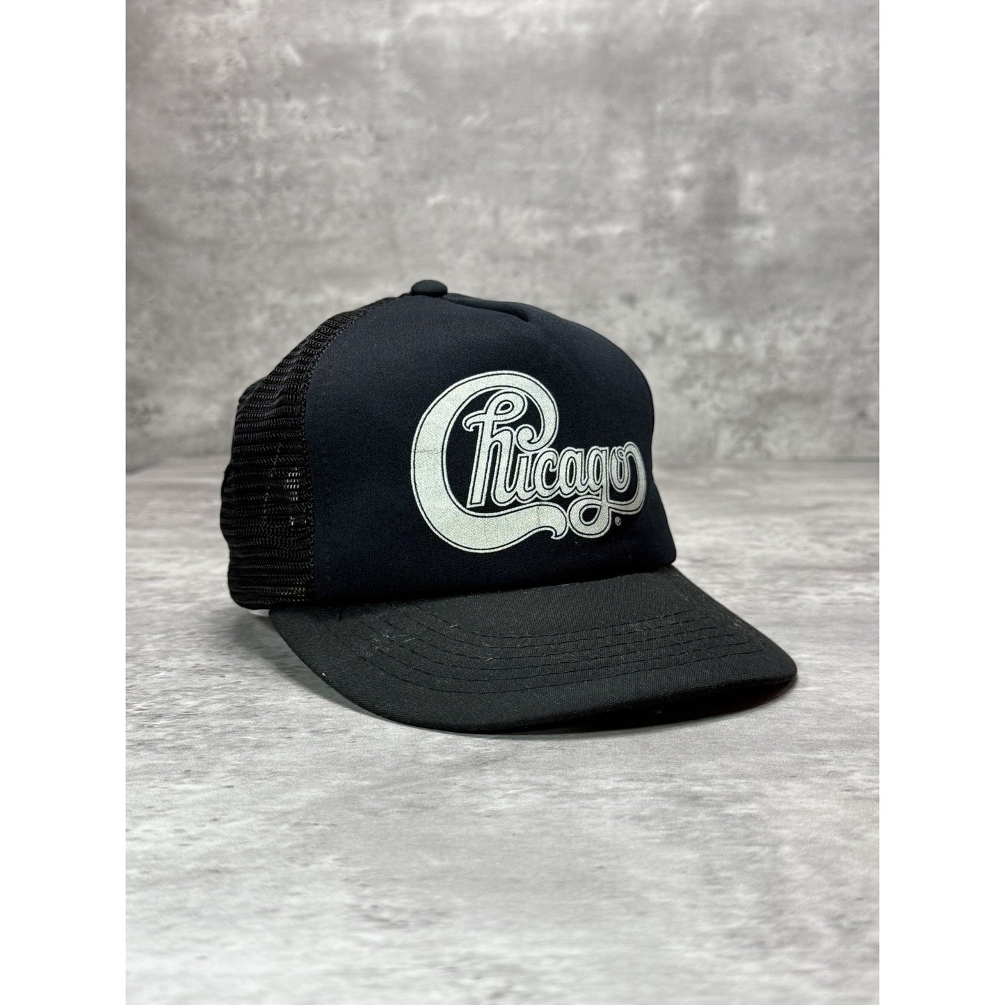 Vintage 80s/90s Chicago Spellout Rock Music Trucker Snapback Hat OSFA