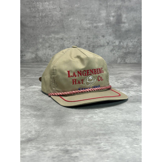 Vintage Langenberg Hat Co Embroidered Spellout Snapback Hat OSFA Beige