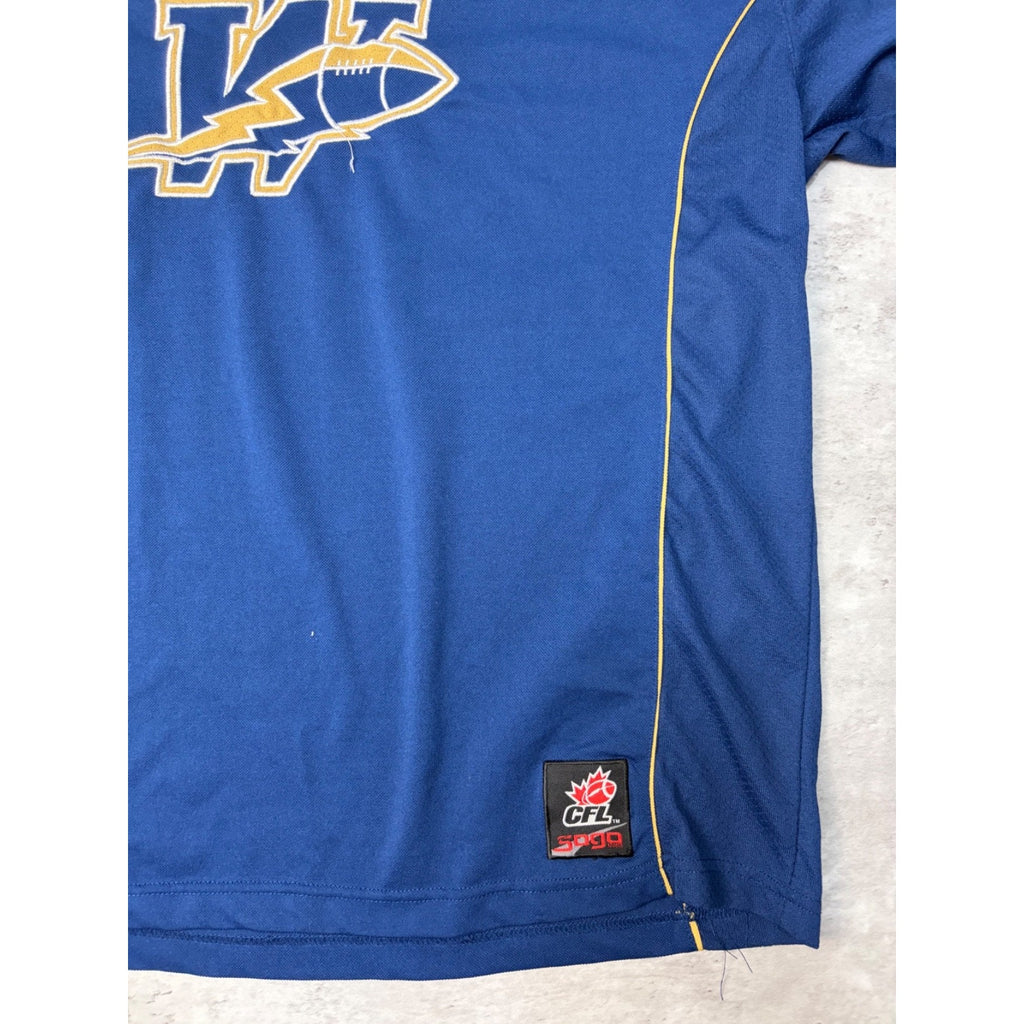 Vintage Winnipeg Blue Bombers CFL Stitched Logo Football Jersey Size XL