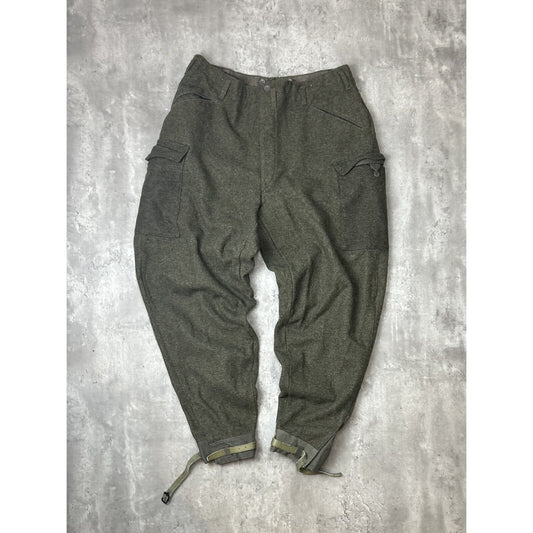 Vintage 1970s Wool Military Buckled Multi Pocket Cargo Pants Size 38 Green