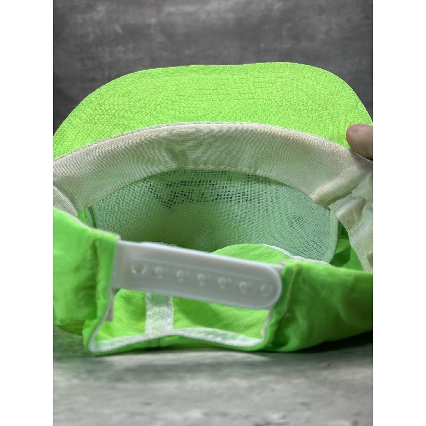 Vintage 1991 Skydome Champion Graphic Spellout Snapback Hat OSFA Neon Green