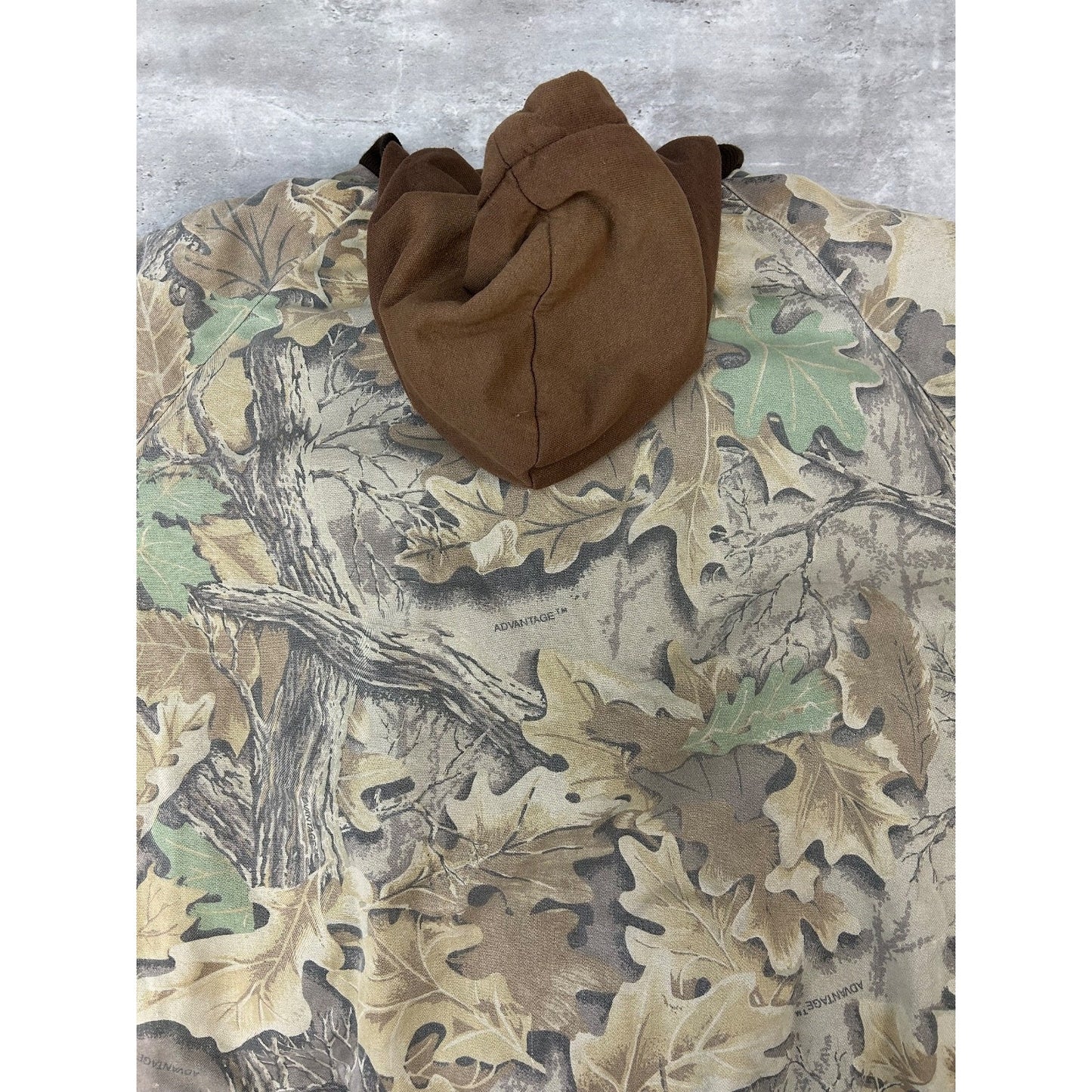 Vintage 90s Redhead Advantage Timber Camo Hooded Hunting Bomber Jacket Size 2XL