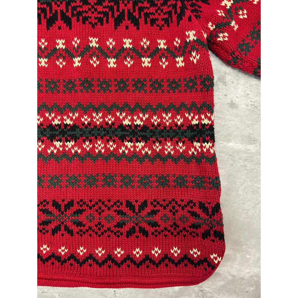Vintage Eddie Bauer Snowflake Striped Pullover Knit Sweater Size Large