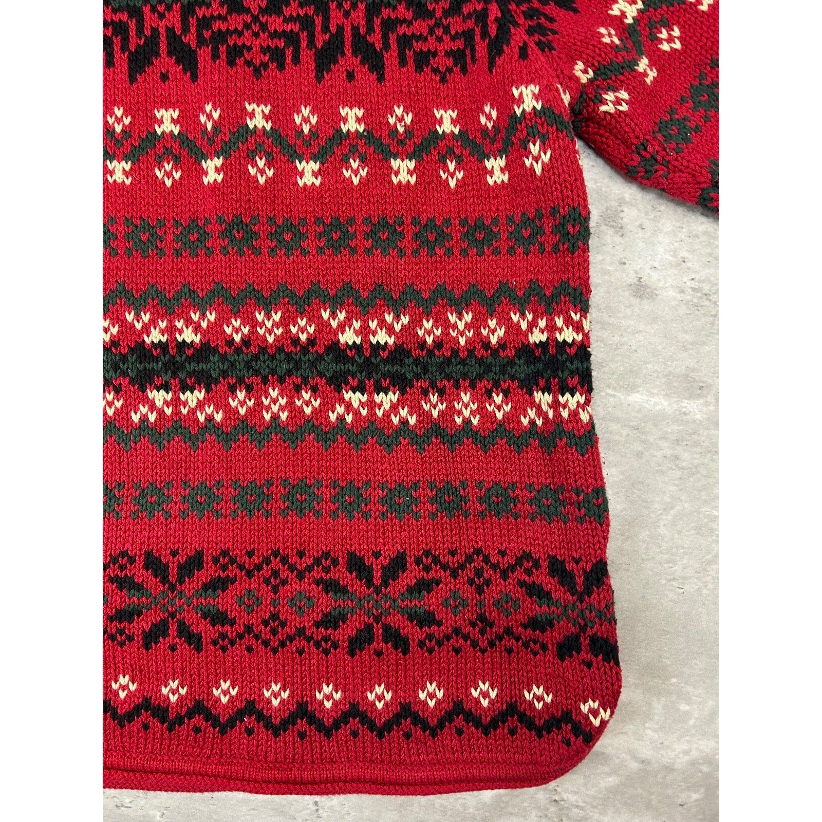 Vintage Eddie Bauer Snowflake Striped Pullover Knit Sweater Size Large