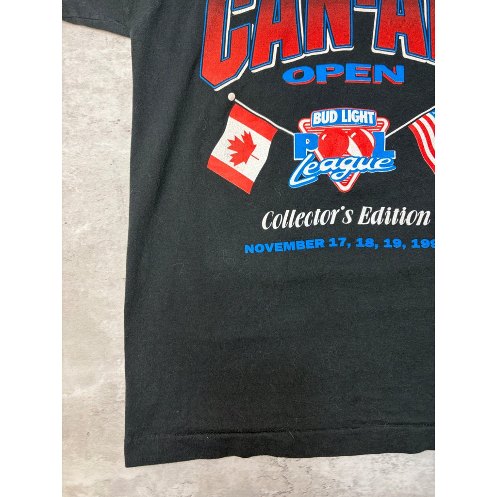 Vintage 1995 Can-Am Open Bud Light Pool League Graphic T-Shirt Size Medium