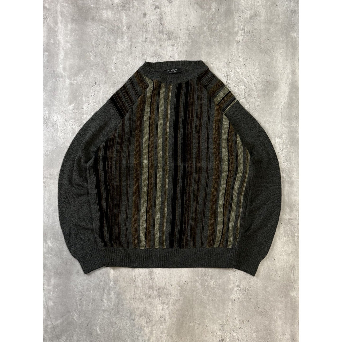 Vintage 90s Segreto Striped Pullover Ribbed Knit Sweater Size Medium