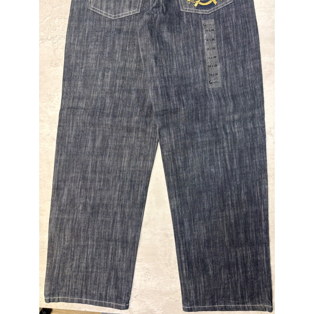 Vintage Y2K Womens Kani Embroidered Crown Dark Wash Denim Pants Size 14x28