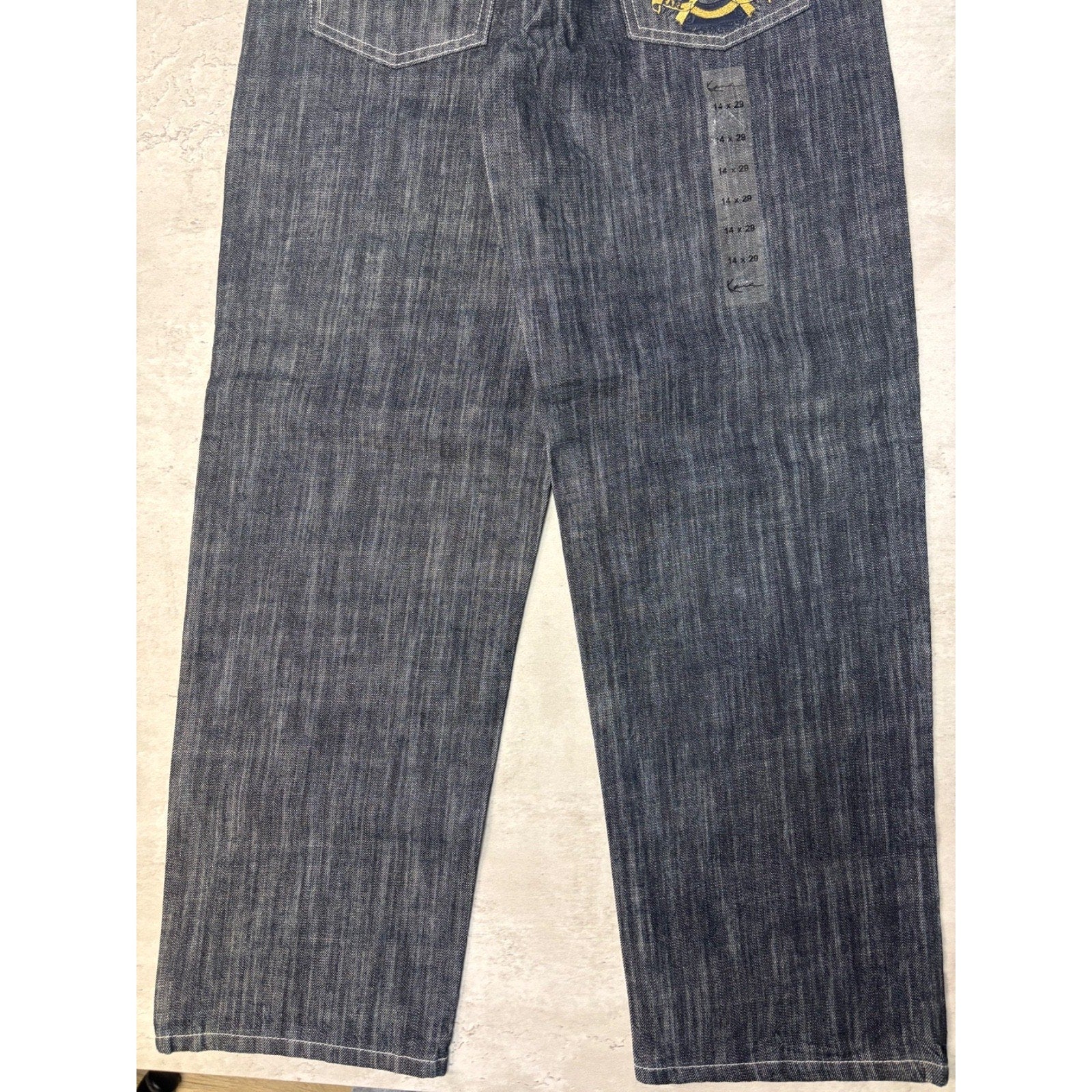 Vintage Y2K Womens Kani Embroidered Crown Dark Wash Denim Pants Size 14x28
