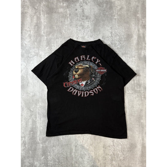Vintage Harley Davidson Motorcycles Canada Beaver Graphic T-Shirt Size XL