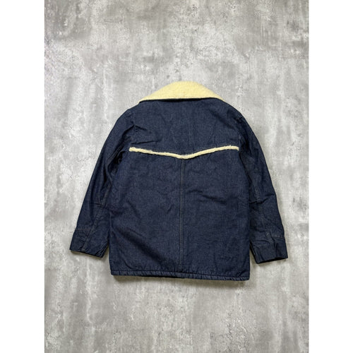 Vintage 1960s Sears Roebucks Dark Wash Denim Sherpa Collar Jacket Size Large