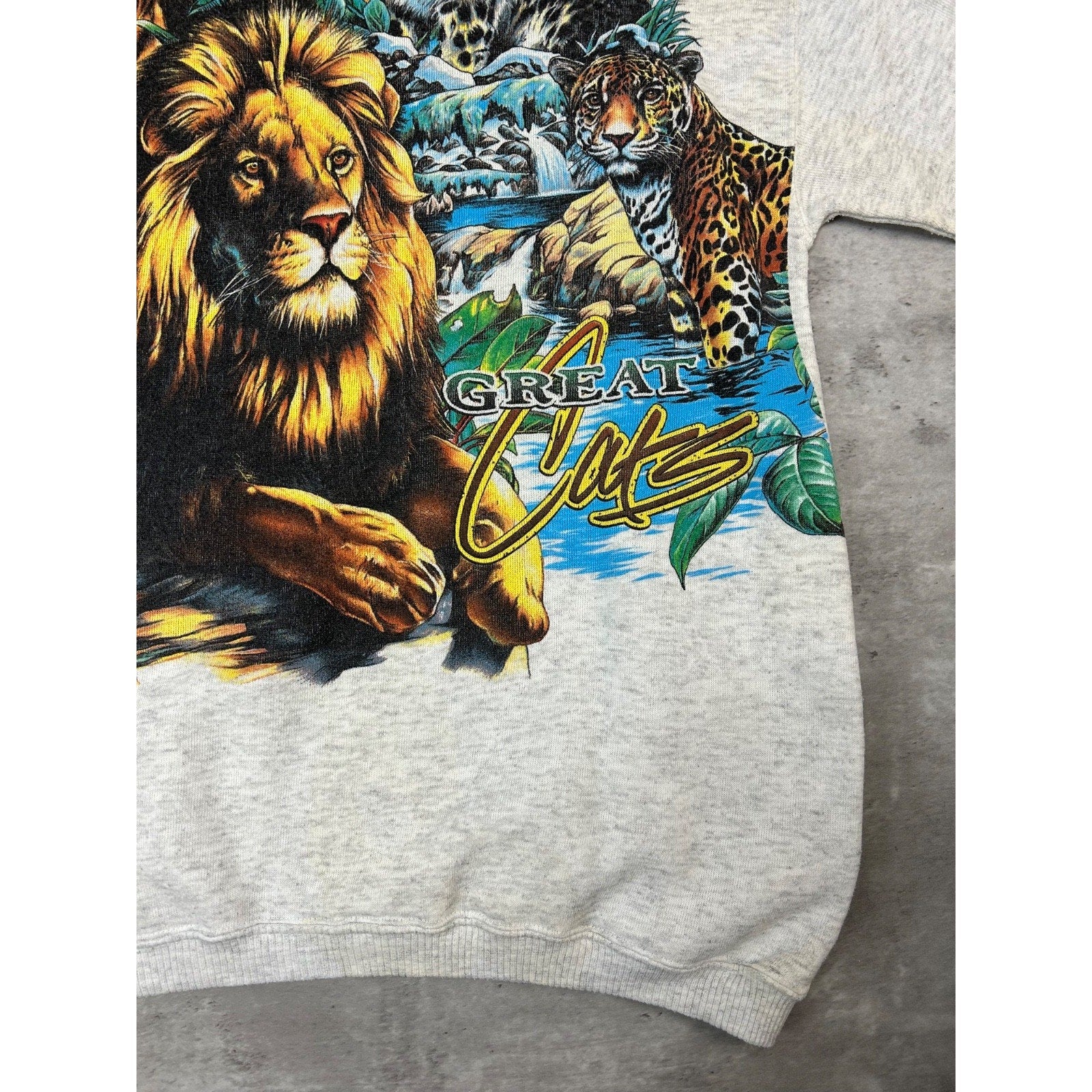 Vintage 90s Miami Metro Zoo Big Cats Nature Animal Graphic Sweatshirt Sz Medium