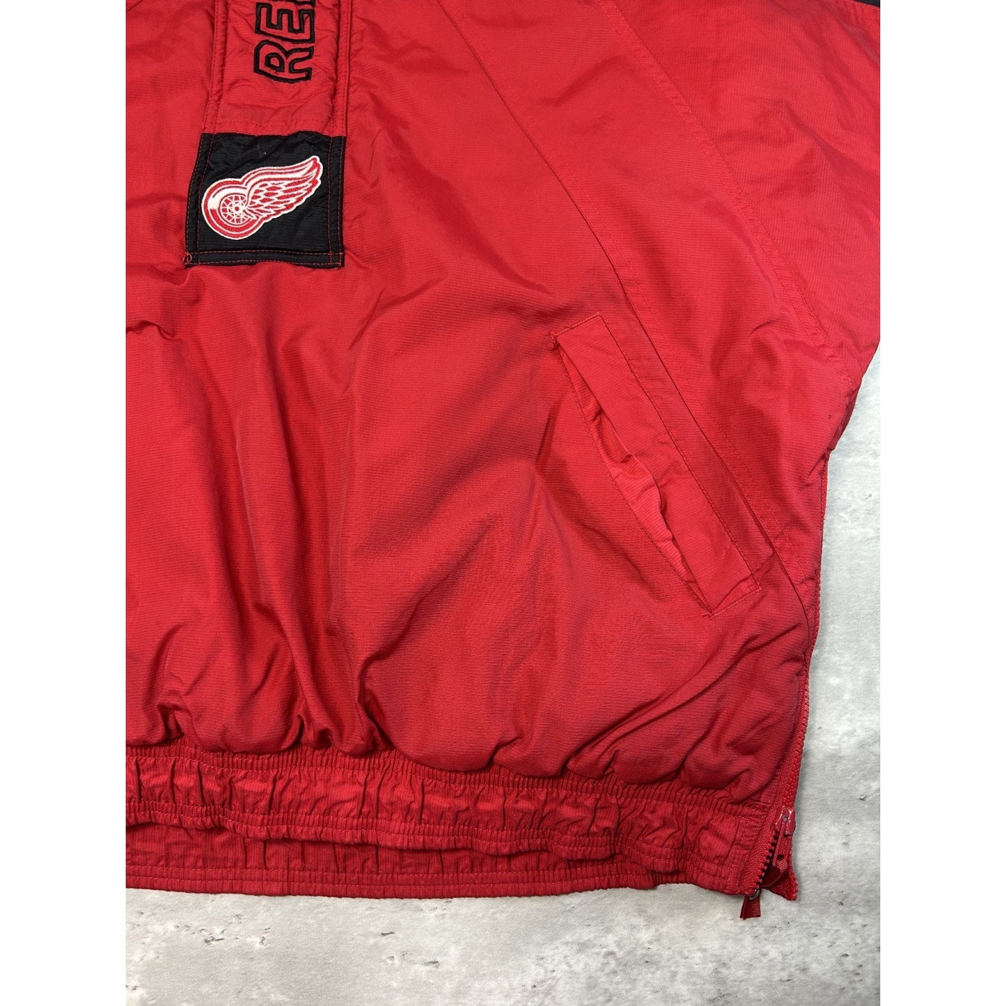 Vintage 90s Detroit Red Wings NHL 1/2 Zip Insulated Starter Jacket Size Large