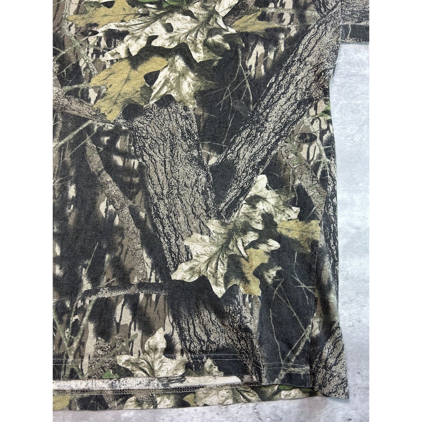 Vintage Jerzees Outdoors Mossy Oak Tree Camo 1/4 Button Hunting T-Shirt Sz 2XL