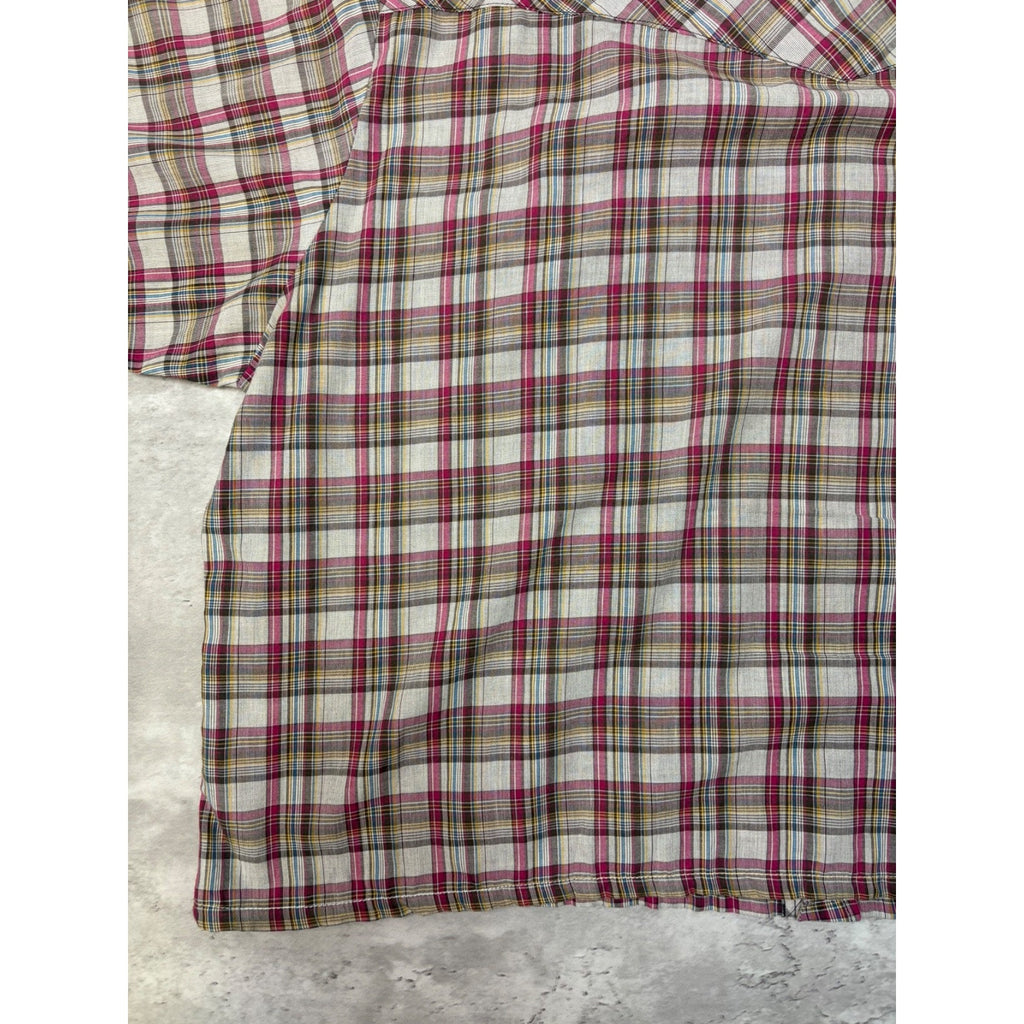 Vintage Wrangler Western Pearl Snap Plaid Cropped Button Up Shirt Size 2XL