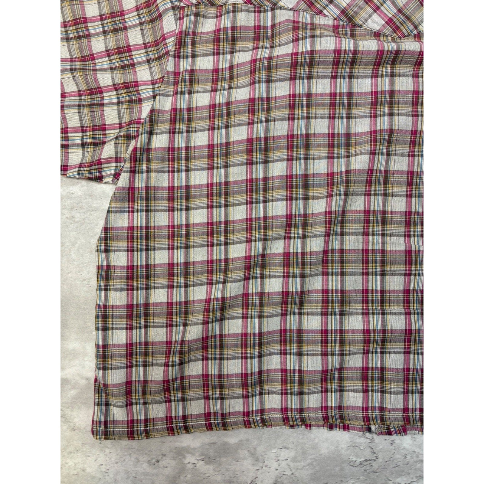 Vintage Wrangler Western Pearl Snap Plaid Cropped Button Up Shirt Size 2XL
