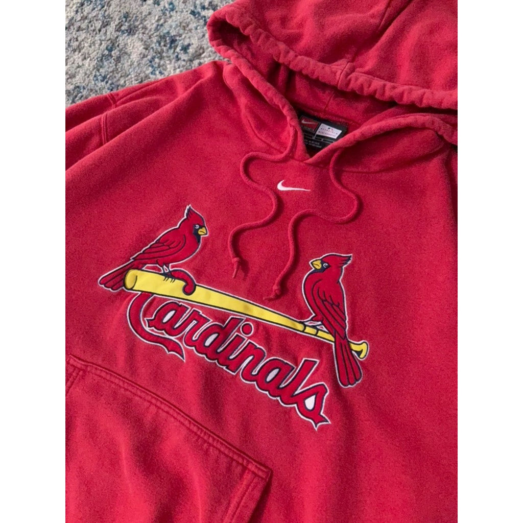 Vintage St Louis Cardinals MLB Nike Middle Swoosh Hooded Sweatshirt Size Large