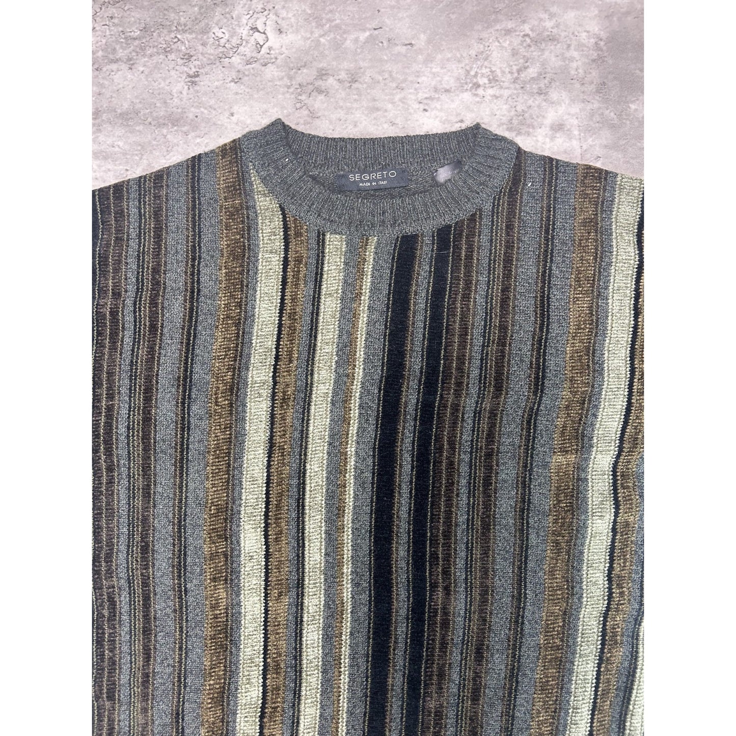 Vintage 90s Segreto Striped Pullover Ribbed Knit Sweater Size Medium