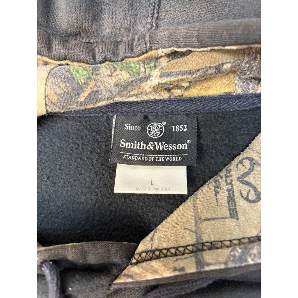 Vintage Smith & Wesson Realtree Xtra Spellout Logo Hooded Sweatshirt Size Large