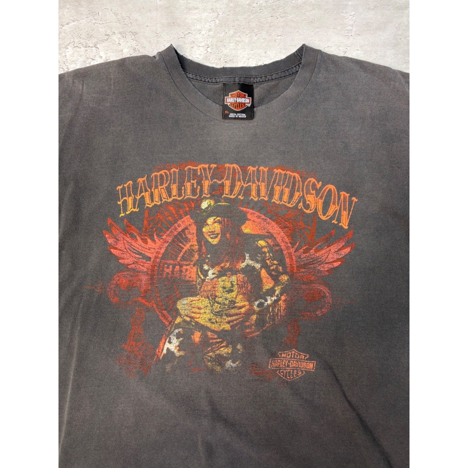 Vintage Harley Davidson Steampunk Spellout Graphic T-Shirt Size XL
