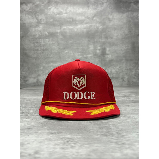 Vintage 80s Dodge Car Graphic Logo Scramble Eggs Trucker Snapback Hat OSFA