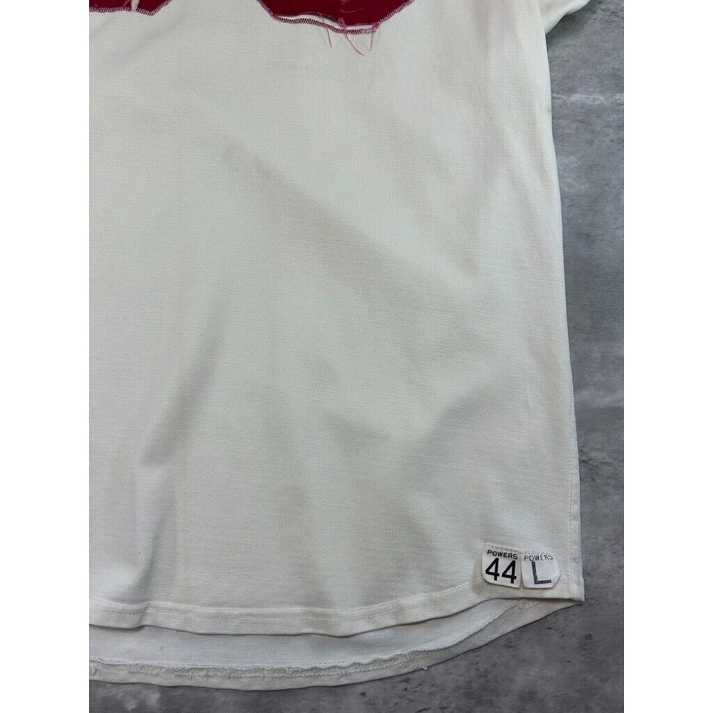Vintage 1950s Powers #86 Two Tone Striped Football Jersey Size Large White/Red