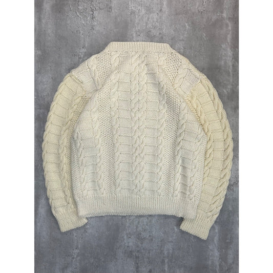 Vintage 90s Cable Knit Pullover Sweater Size XL Beige