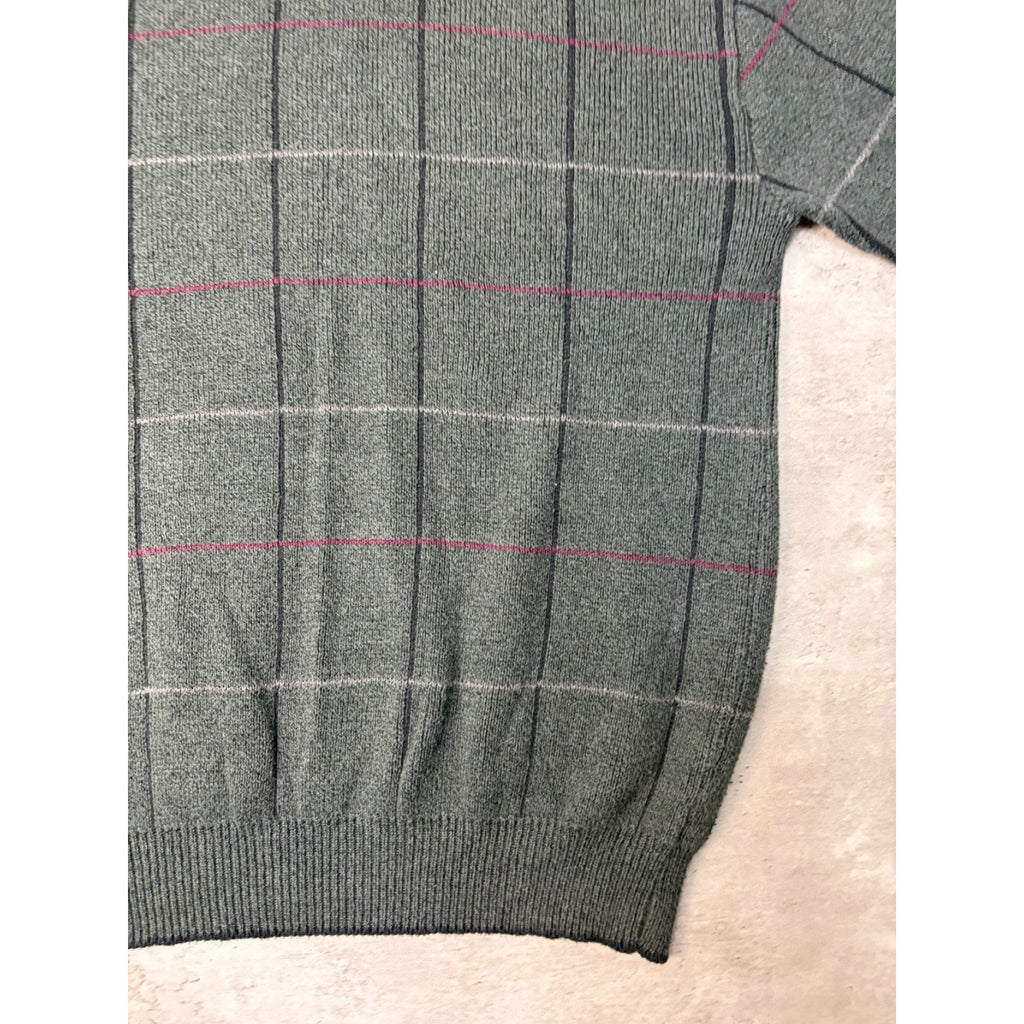 Vintage Croft & Barrow Embroidered Golfer Grid Pattern Knit Sweater Size 2XL
