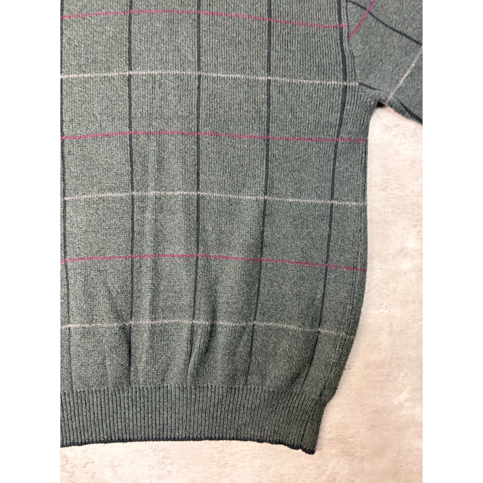 Vintage Croft & Barrow Embroidered Golfer Grid Pattern Knit Sweater Size 2XL