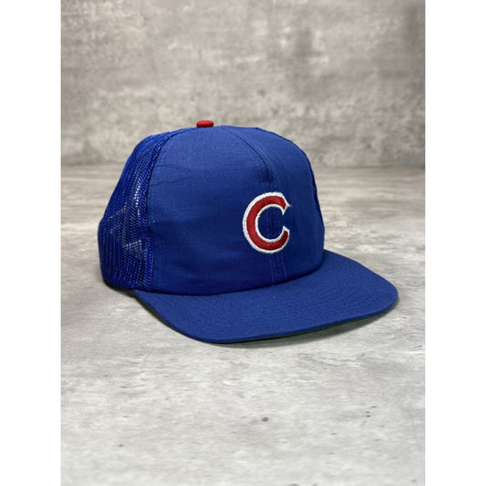 Vintage 90s Chicago Cubs MLB Embroidered Logo Trucker Snapback Hat OSFA