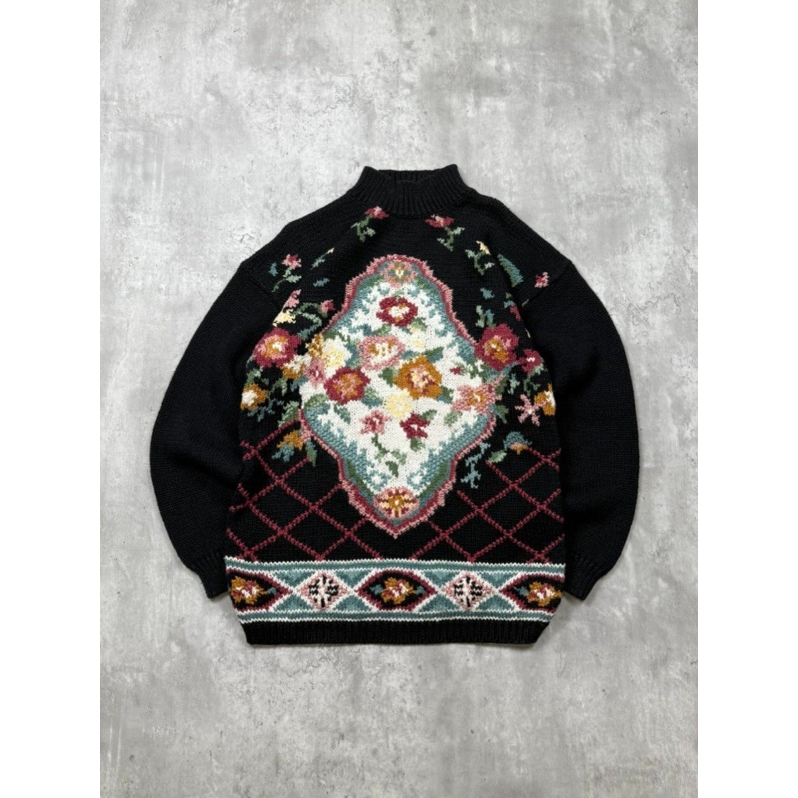 Vintage Casual Connection Floral Print Pullover Knit Sweater Size Small
