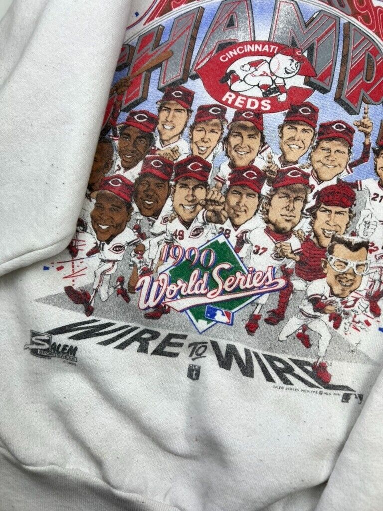 Vintage 1990 Cincinnati Reds MLB World Series Champs Caricature Sweatshirt Large