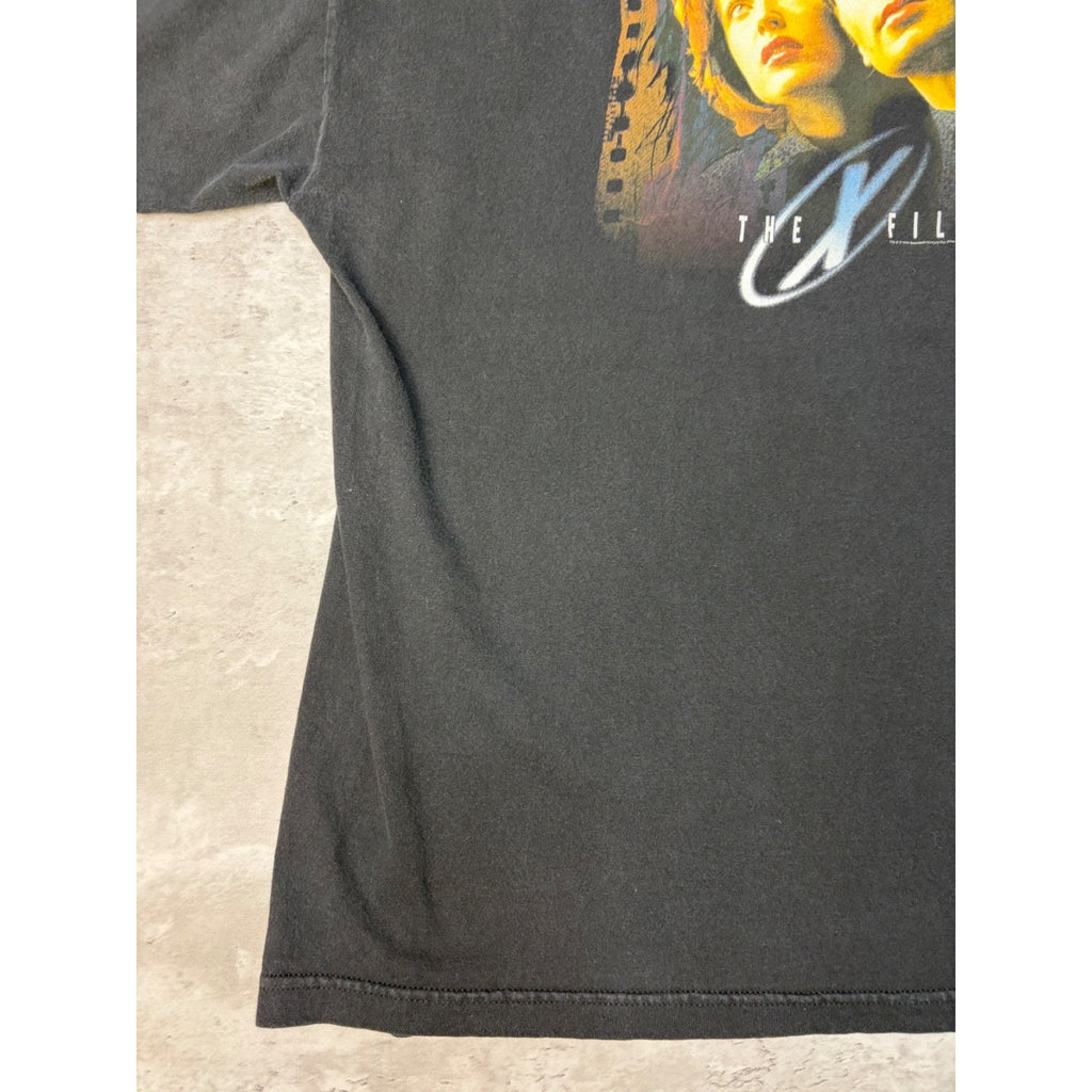 Vintage 1998 The X Files Tv Show Promo Embroidered Spellout T-Shirt Size XL