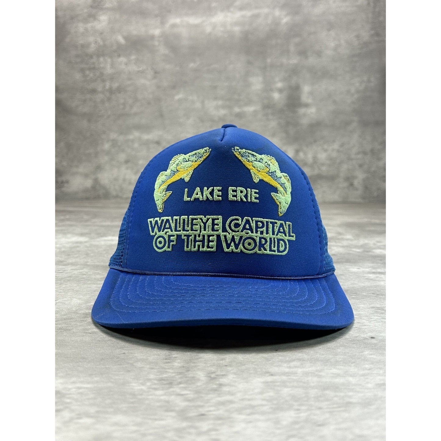 Vintage 80s Lake Erie Walleye Capital Of The World Trucker Snapback Hat OSFA