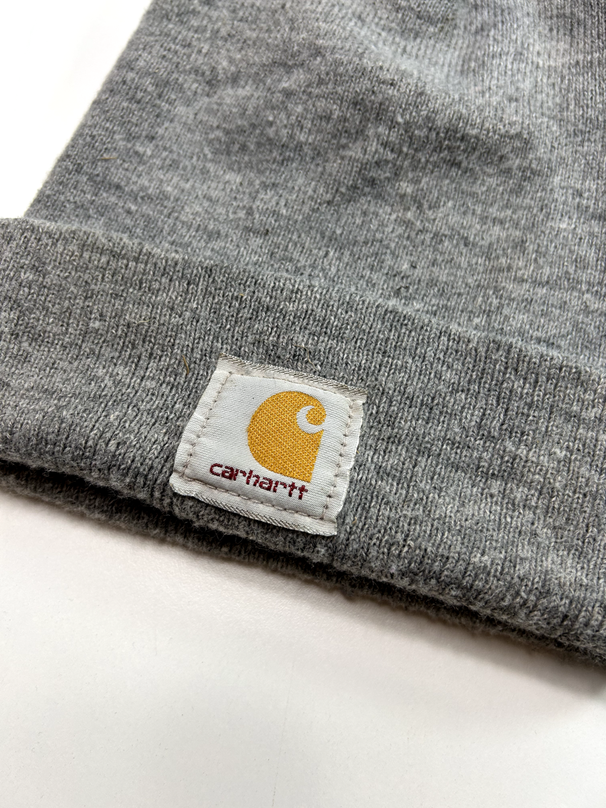 Vintage Carhartt Embroidered Patch Workwear Toque Hat OSFA Gray