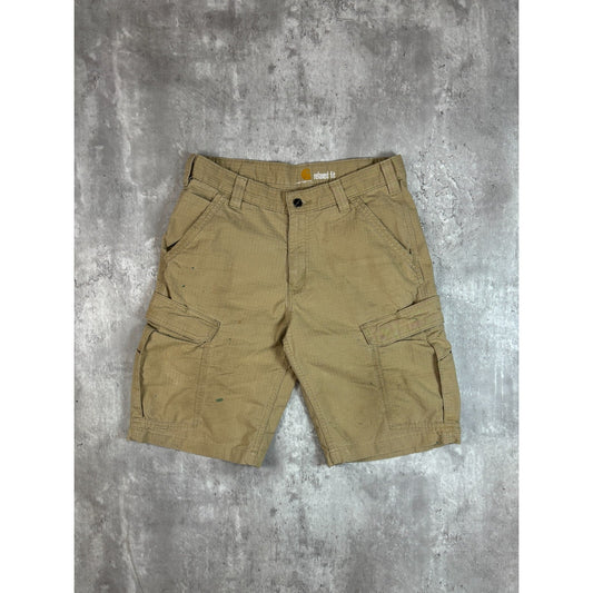Carhartt Relaxed Fit Ripstop Workwear Cargo Shorts Size 33 Beige