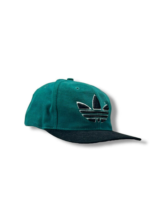 Vintage 90s Adidas Embroidered Trefoil Snapback Hat OSFA Teal