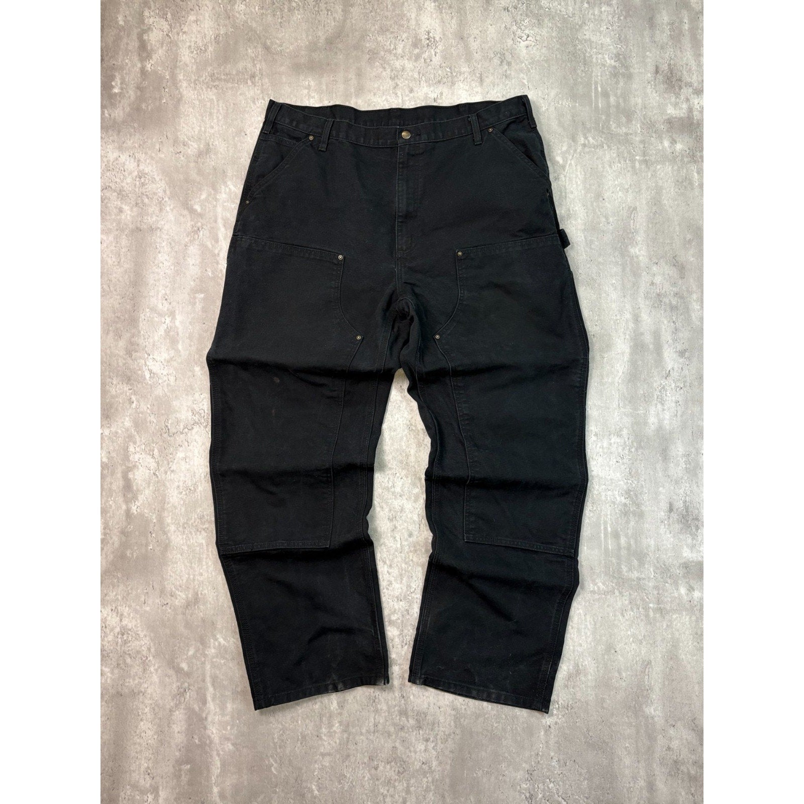 Vintage Carhartt Canvas Workwear Black Double Knee Carpenter Pants Size 39
