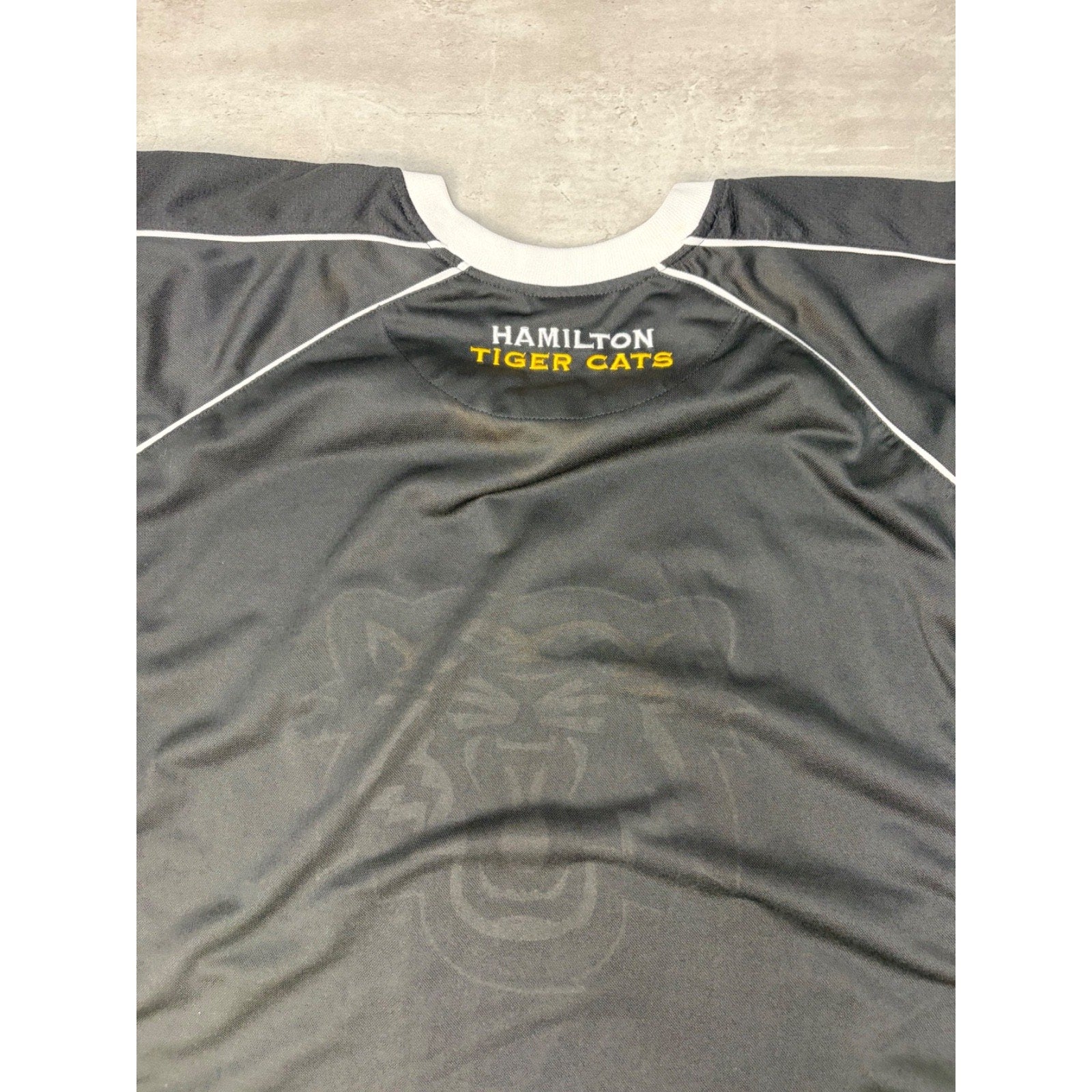 Vintage Hamilton Tiger Cats CFL Embroidered Long Sleeve Football Jersey Size XL