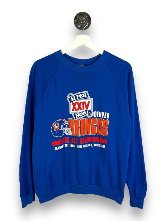 Vintage 1990 Denver Broncos NFL AFC Champs Graphic Sweatshirt Size Large 90s